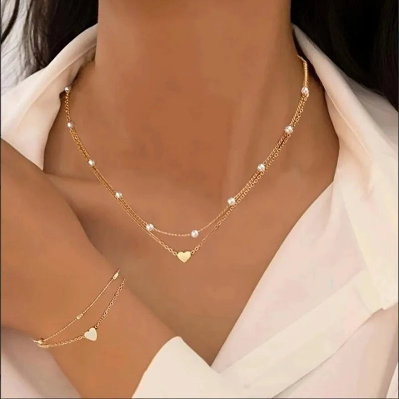 طقم إكسسوارات نسائية أنيق (عقد وسوار)